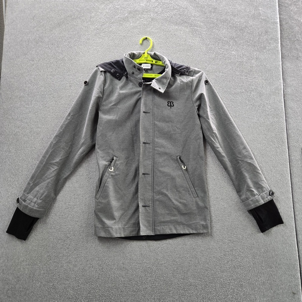 Betabrand Men Jacket S Gray Commuter Outdoor Activewear Button Zipper Hooded